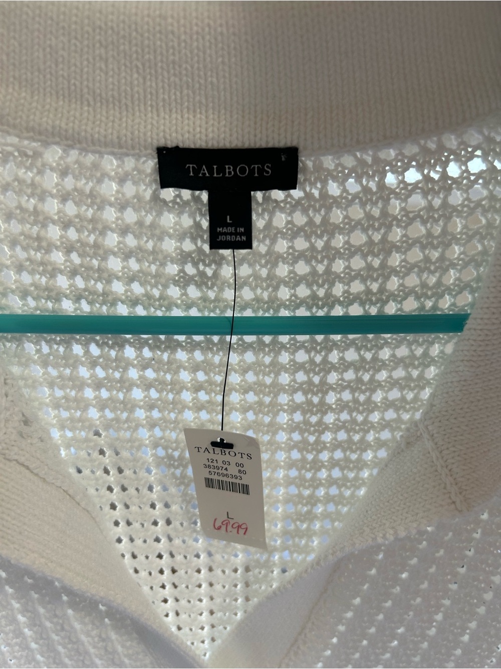 Talbots White Knit Polo Sweater size Large. NWT. - Picture 2 of 4